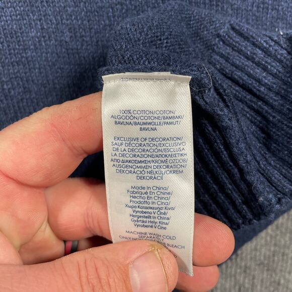 Chaps Henley Pullover Sweater Men's XXL Blue Elbow Patches Outdoors Preppy - Picture 5 of 10